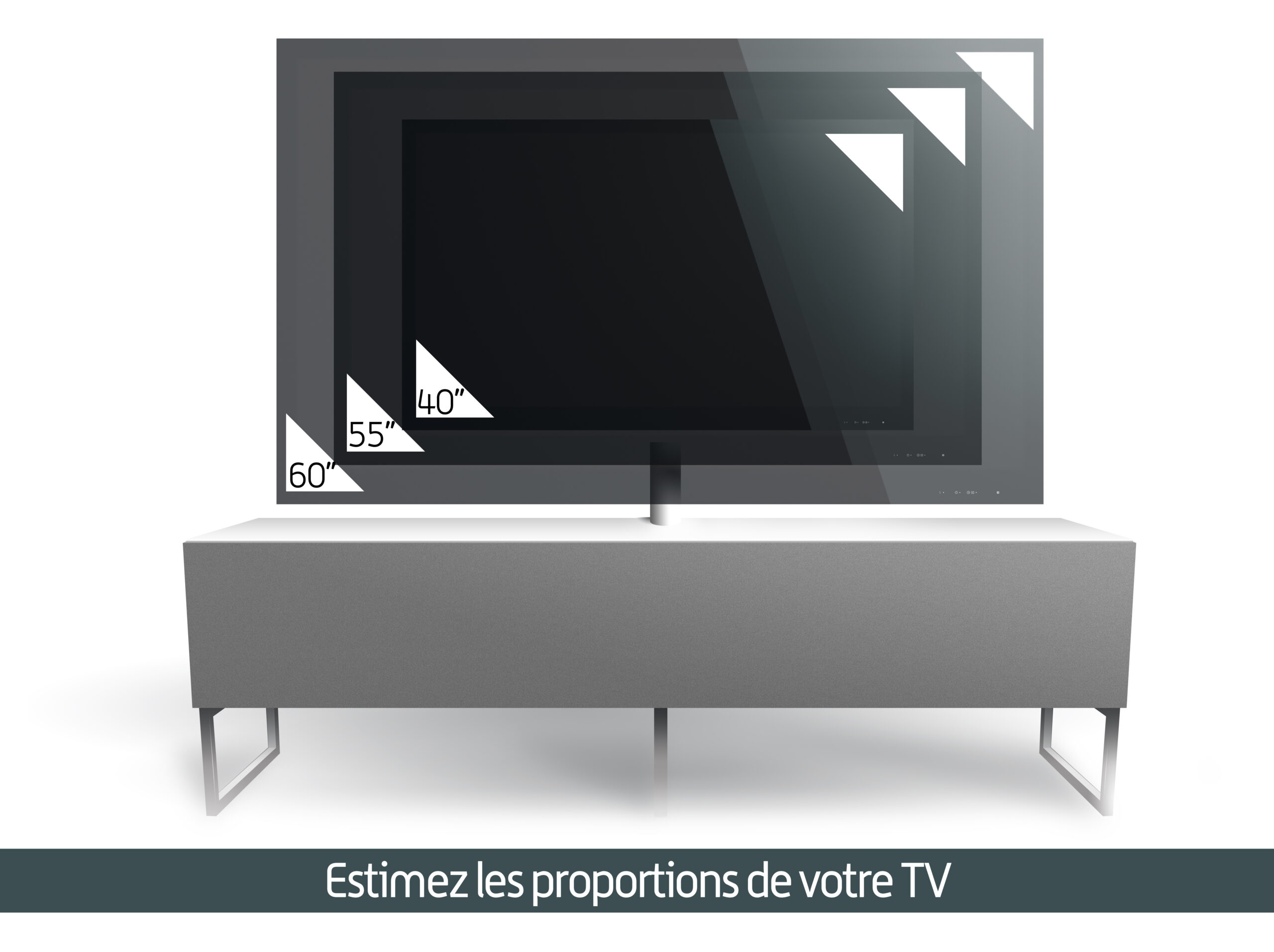 Meuble Tv Avec Support Écran Verre Infrarouge Et Mélaminé Gris